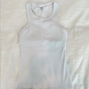 ALO Yoga White Fitted Sleeveless Tank Top